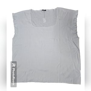 Talbots women's white 1" flutter sleeves square neckline sweater top size 3X